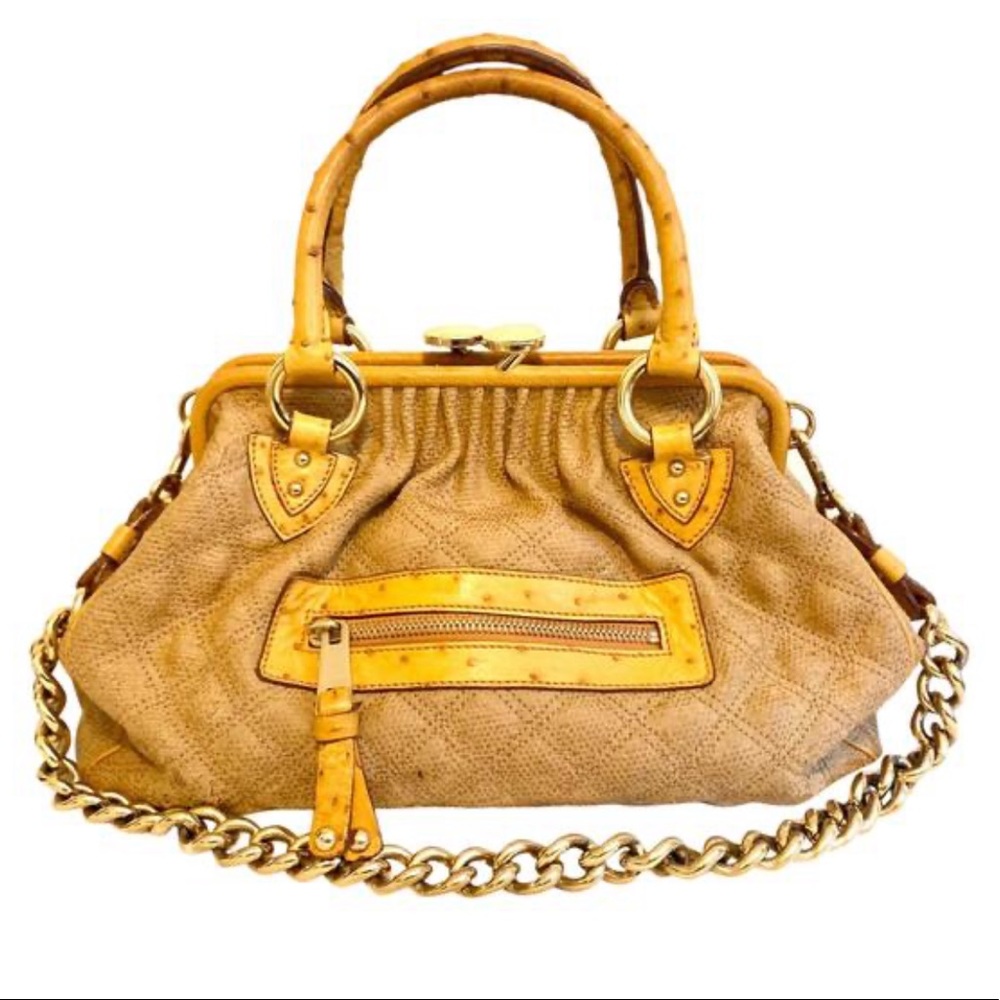 AUTHENTIC Marc Jacobs Stam Quilted OstrichSatchel